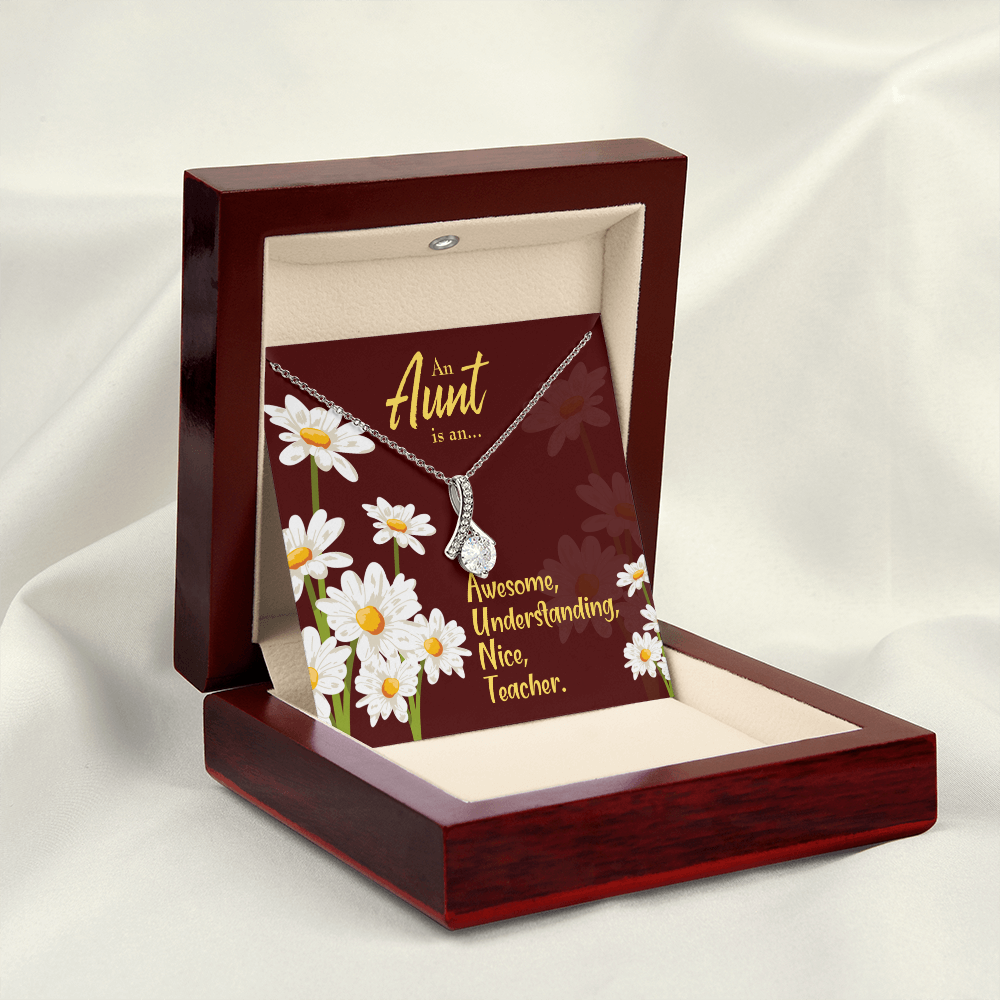 To My Granddaughter To My Aunt AUNT Alluring Ribbon Necklace Message Card-Express Your Love Gifts
