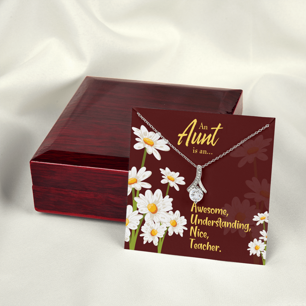 To My Granddaughter To My Aunt AUNT Alluring Ribbon Necklace Message Card-Express Your Love Gifts