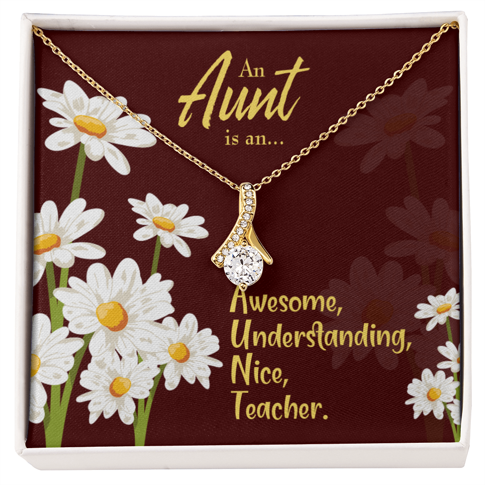 To My Granddaughter To My Aunt AUNT Alluring Ribbon Necklace Message Card-Express Your Love Gifts