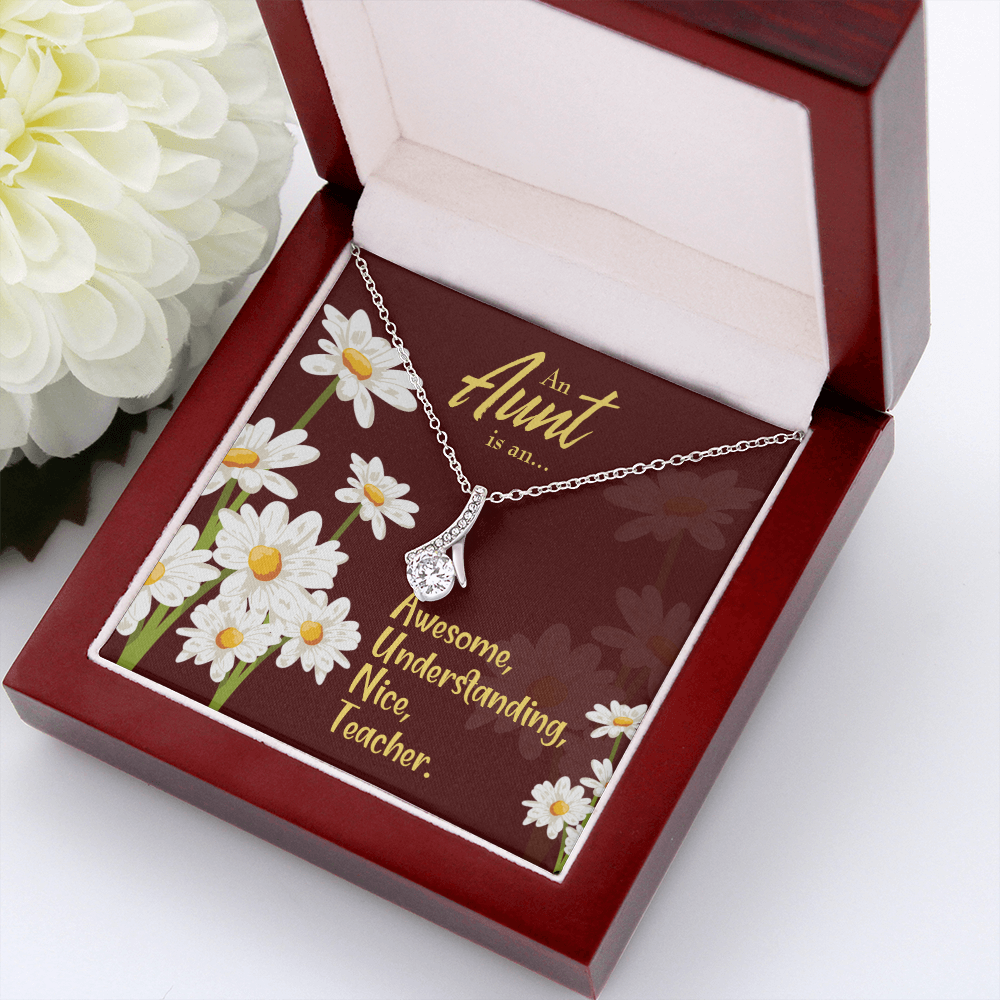 To My Granddaughter To My Aunt AUNT Alluring Ribbon Necklace Message Card-Express Your Love Gifts