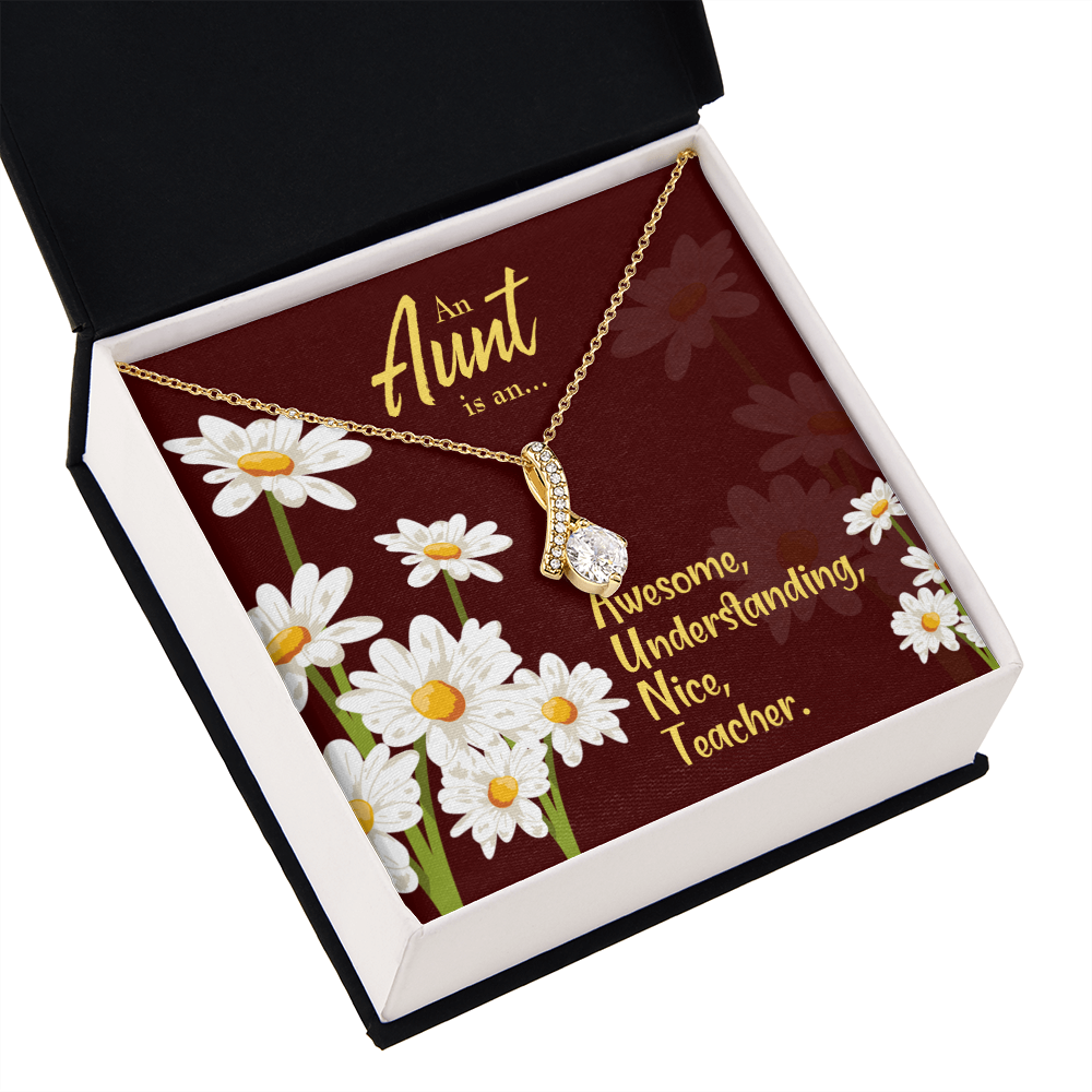 To My Granddaughter To My Aunt AUNT Alluring Ribbon Necklace Message Card-Express Your Love Gifts