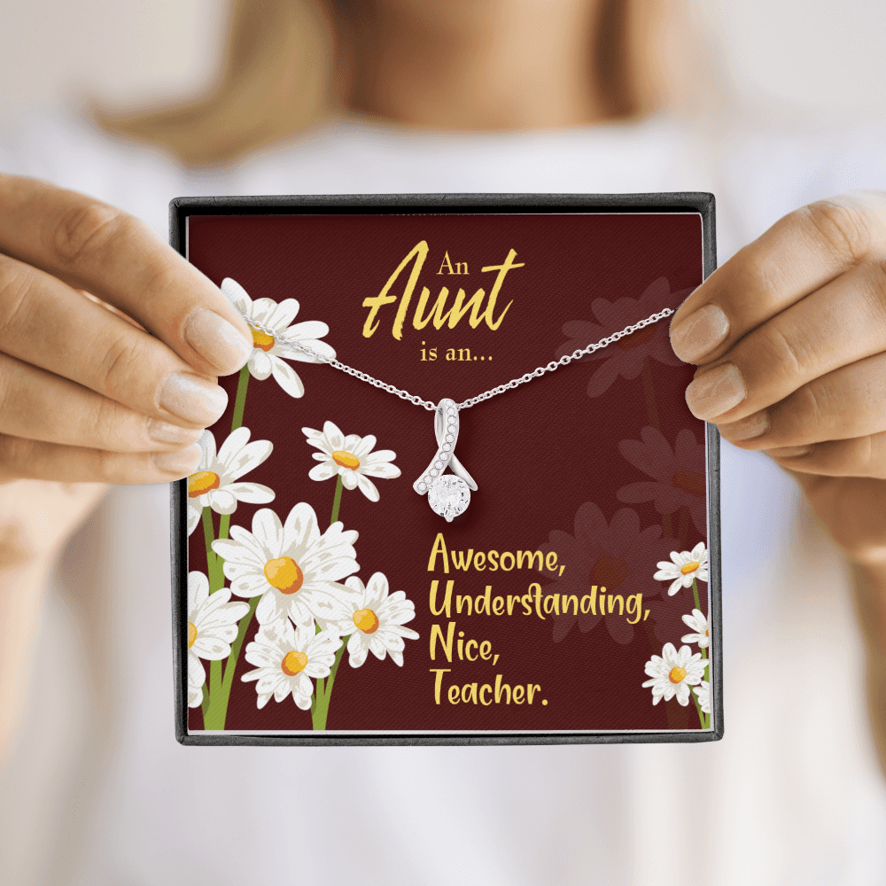 To My Granddaughter To My Aunt AUNT Alluring Ribbon Necklace Message Card-Express Your Love Gifts