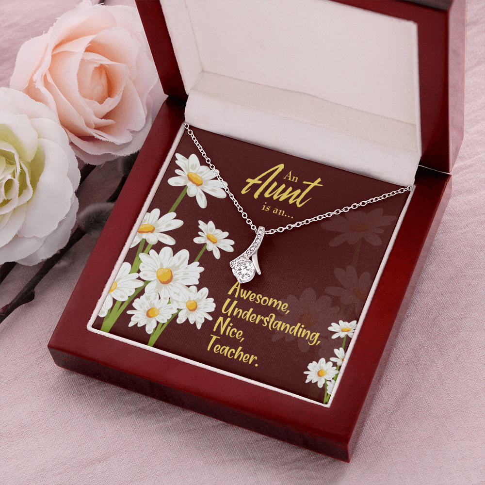 To My Granddaughter To My Aunt AUNT Alluring Ribbon Necklace Message Card-Express Your Love Gifts