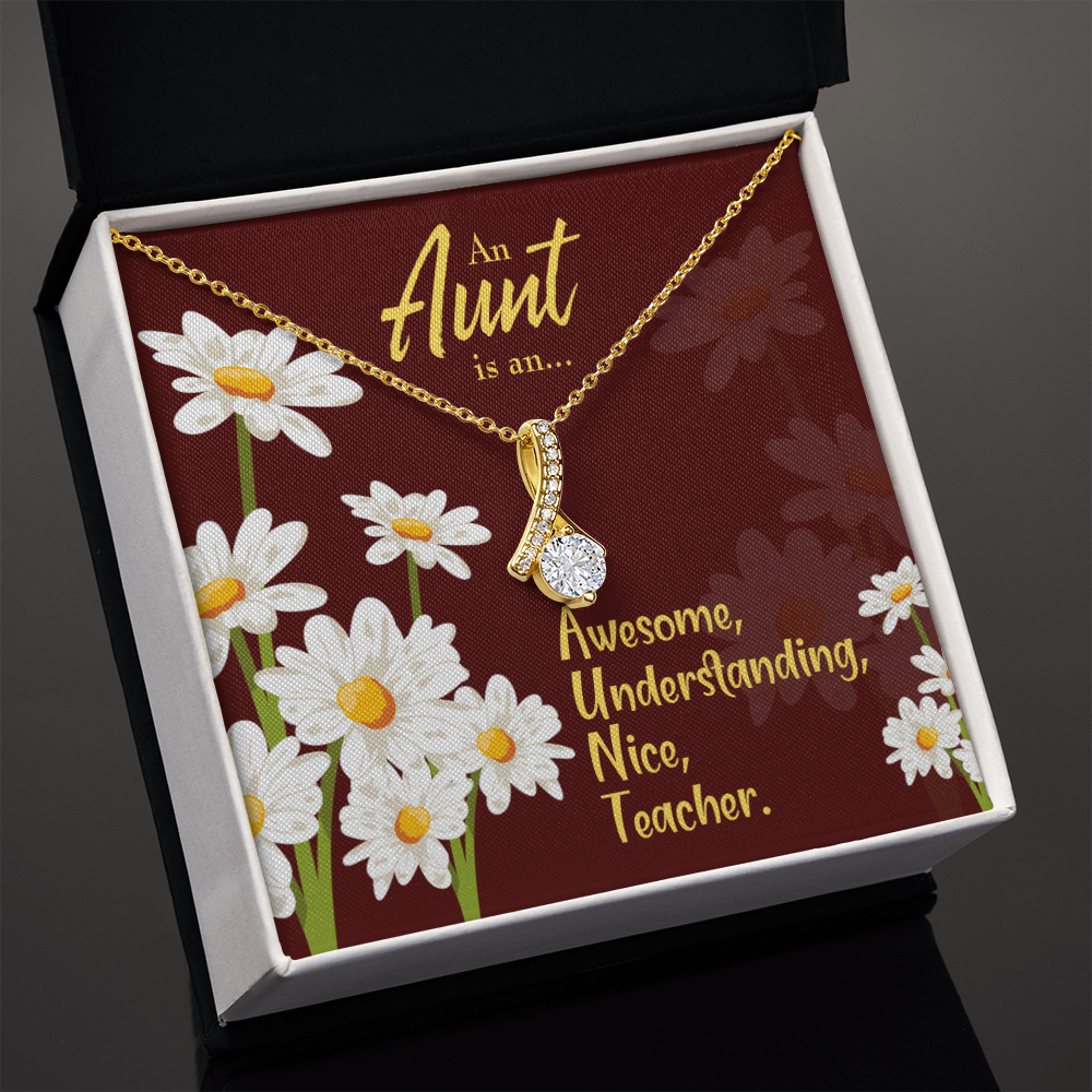 To My Granddaughter To My Aunt AUNT Alluring Ribbon Necklace Message Card-Express Your Love Gifts