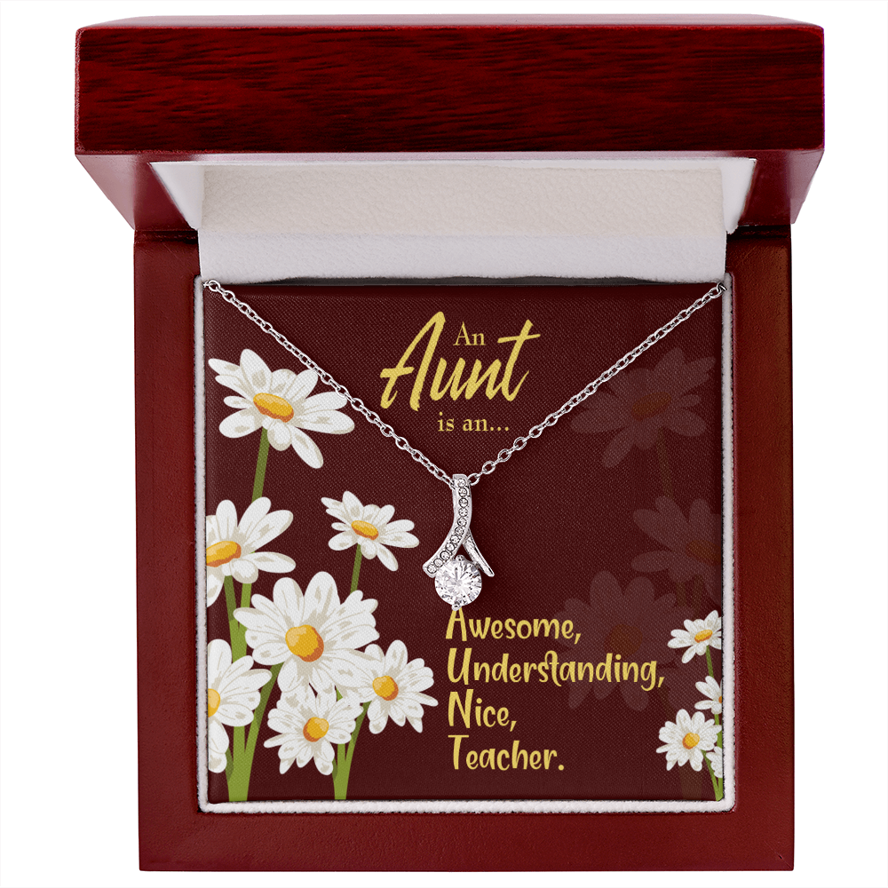 To My Granddaughter To My Aunt AUNT Alluring Ribbon Necklace Message Card-Express Your Love Gifts