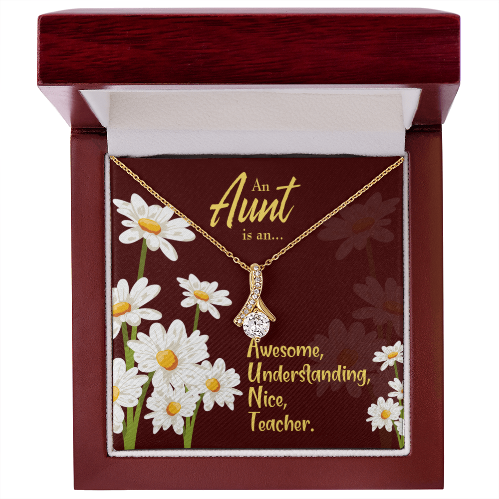 To My Granddaughter To My Aunt AUNT Alluring Ribbon Necklace Message Card-Express Your Love Gifts