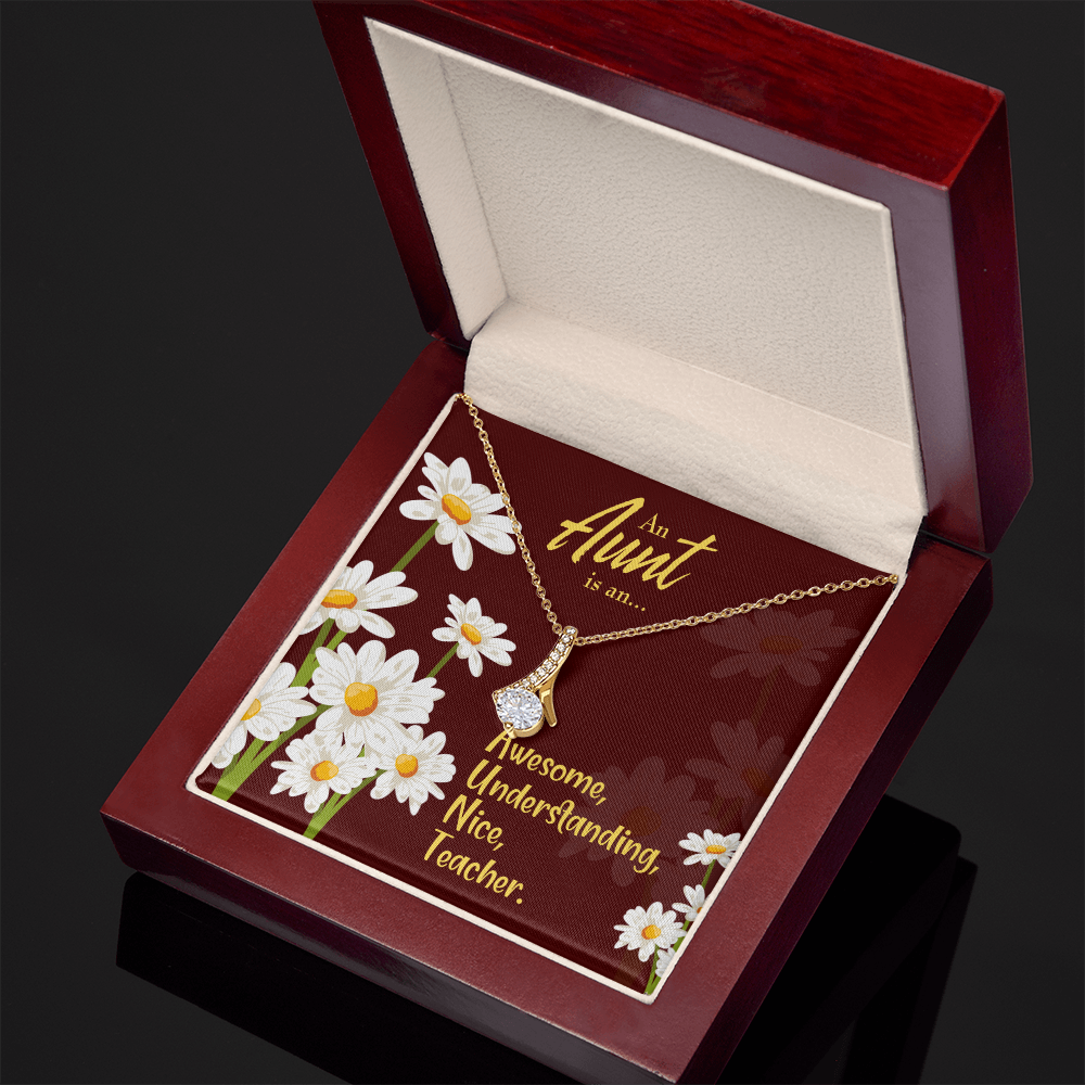 To My Granddaughter To My Aunt AUNT Alluring Ribbon Necklace Message Card-Express Your Love Gifts
