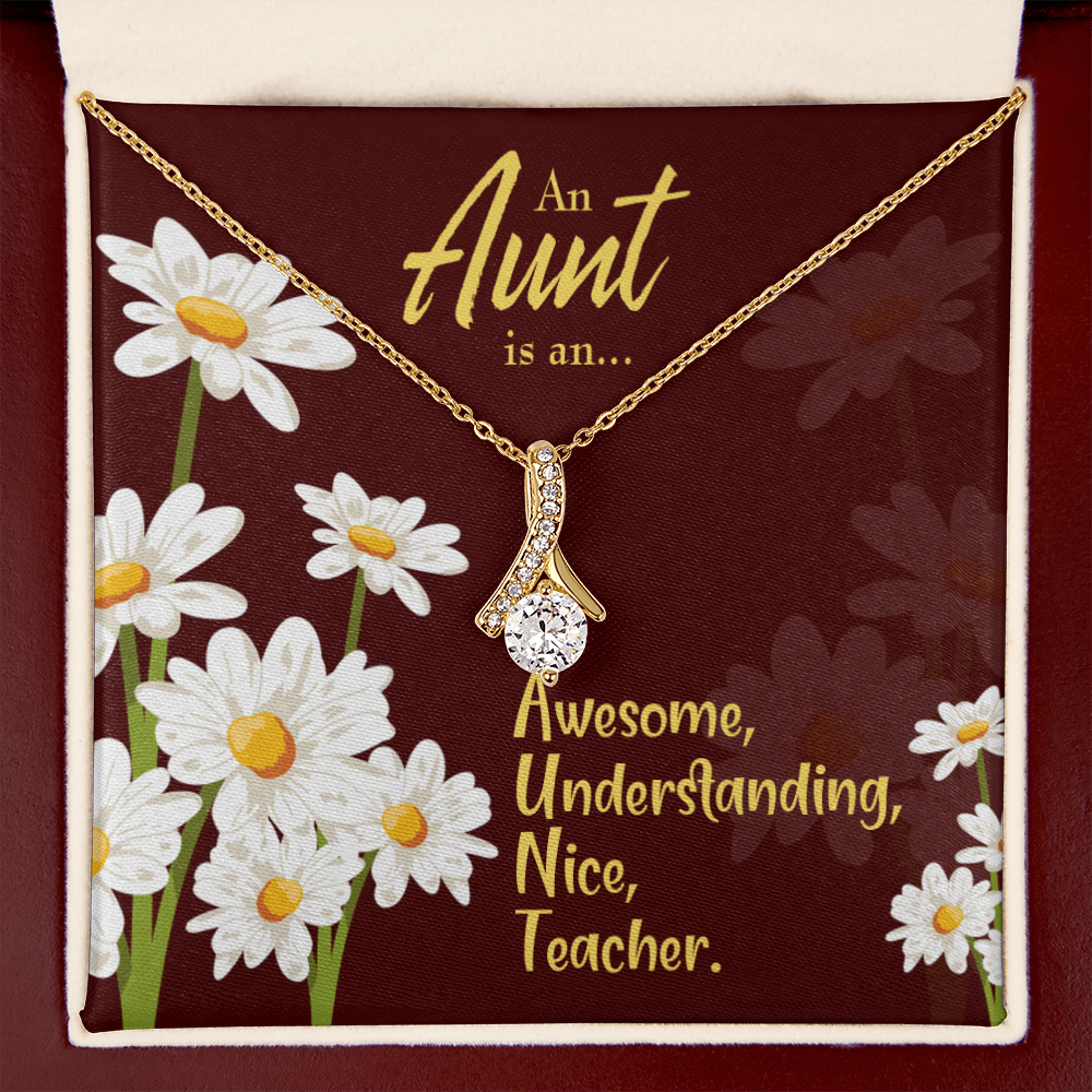 To My Granddaughter To My Aunt AUNT Alluring Ribbon Necklace Message Card-Express Your Love Gifts