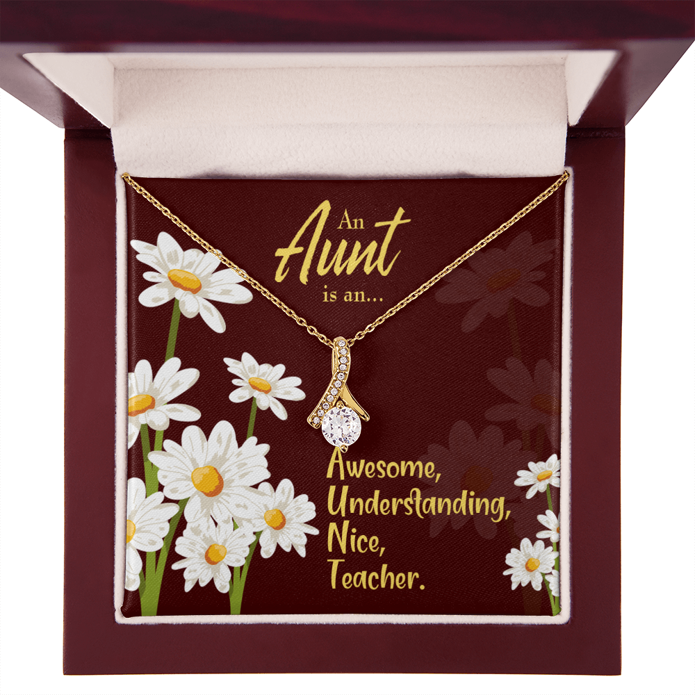 To My Granddaughter To My Aunt AUNT Alluring Ribbon Necklace Message Card-Express Your Love Gifts