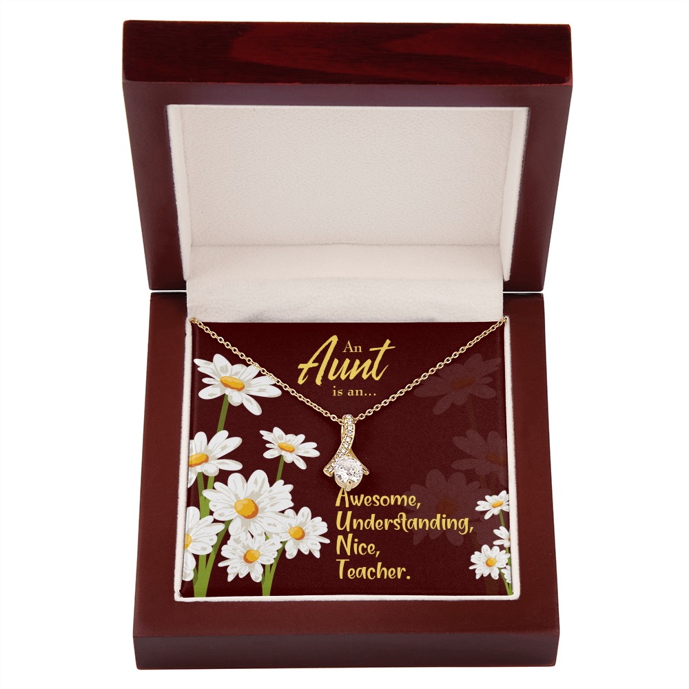 To My Granddaughter To My Aunt AUNT Alluring Ribbon Necklace Message Card-Express Your Love Gifts