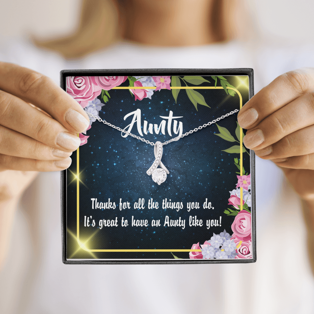 To My Granddaughter To My Aunt Auntie Like You Alluring Ribbon Necklace Message Card-Express Your Love Gifts