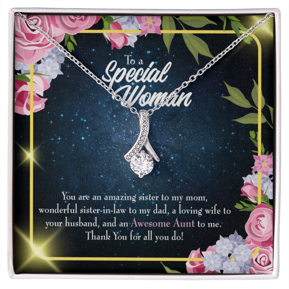 To My Granddaughter To My Aunt Awesome Auntie Alluring Ribbon Necklace Message Card-Express Your Love Gifts