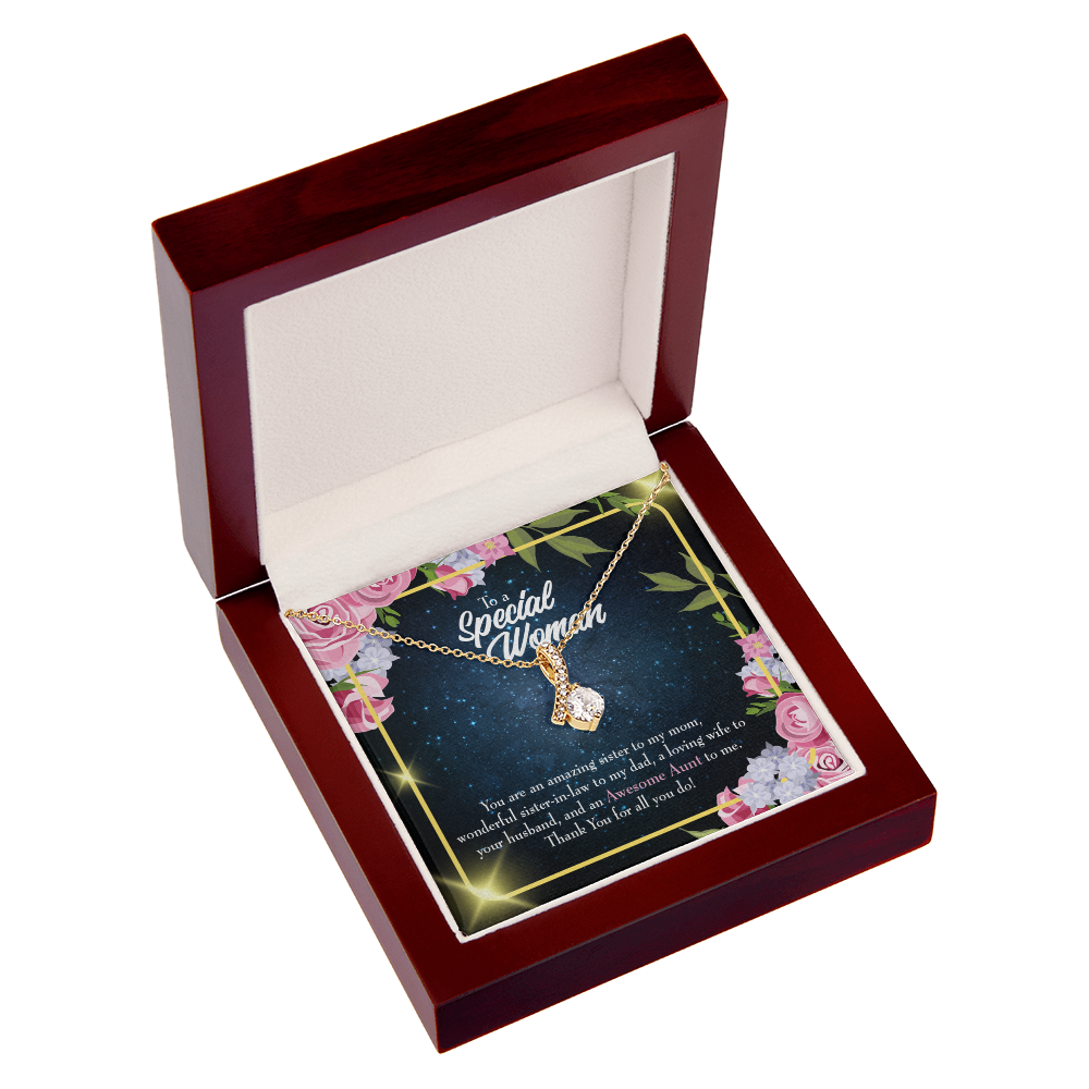 To My Granddaughter To My Aunt Awesome Auntie Alluring Ribbon Necklace Message Card-Express Your Love Gifts
