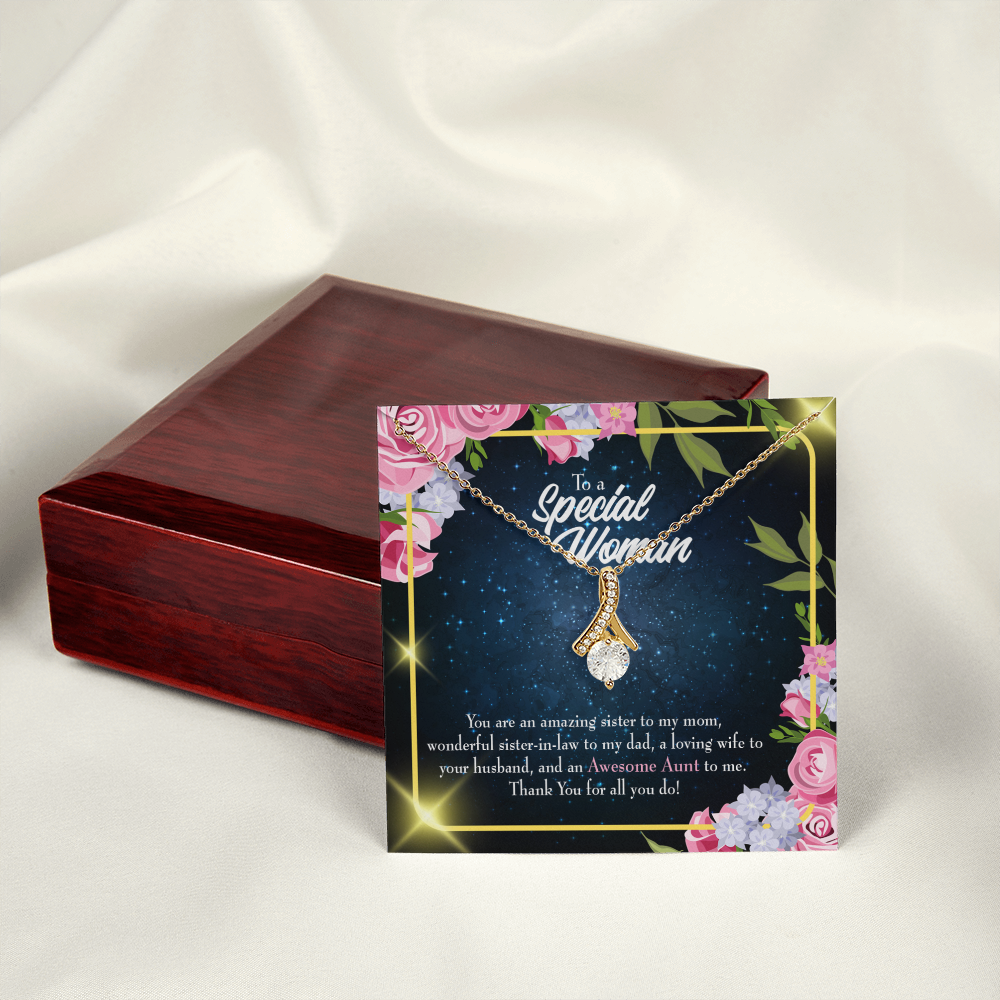 To My Granddaughter To My Aunt Awesome Auntie Alluring Ribbon Necklace Message Card-Express Your Love Gifts