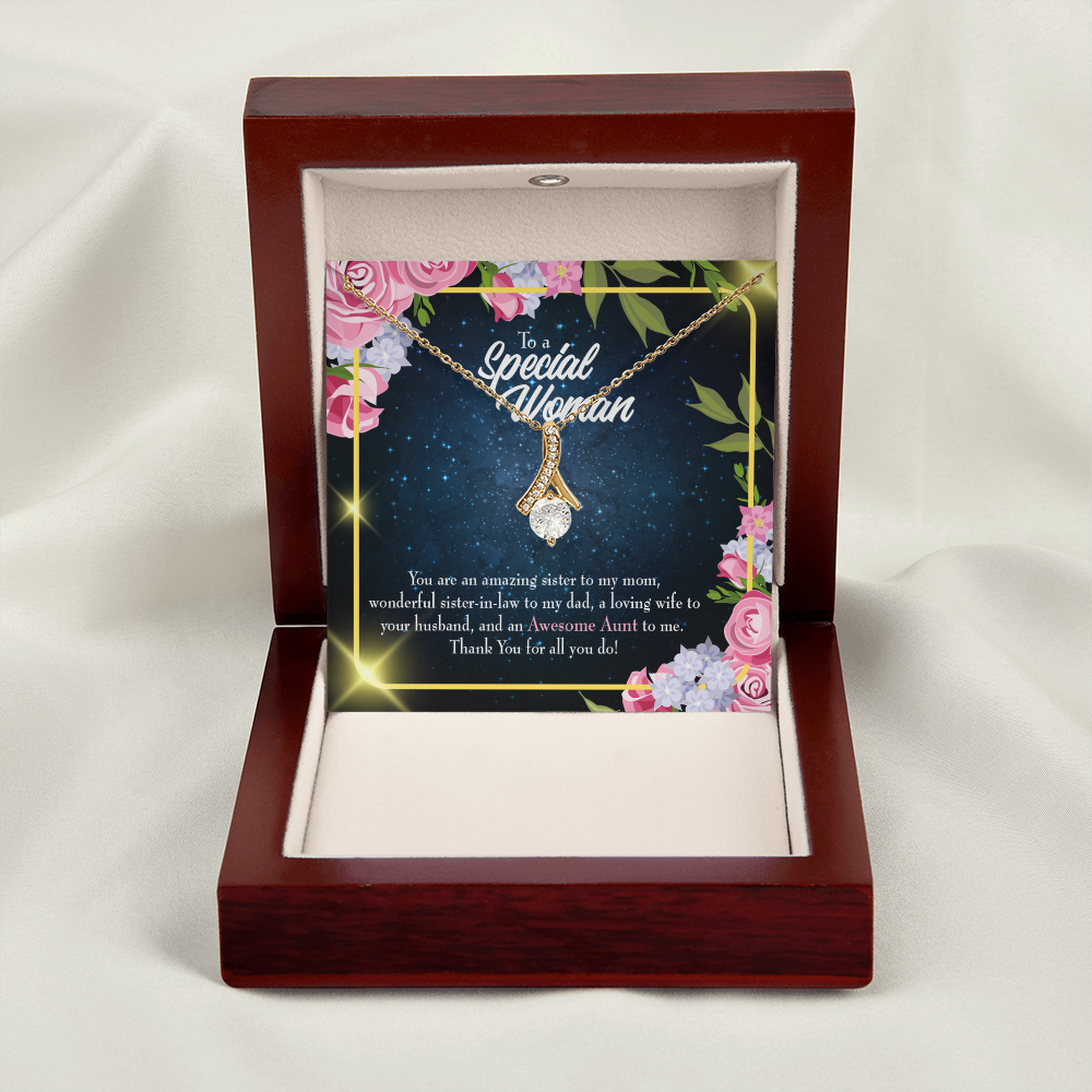 To My Granddaughter To My Aunt Awesome Auntie Alluring Ribbon Necklace Message Card-Express Your Love Gifts