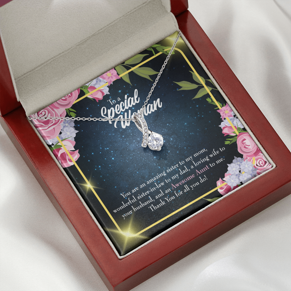 To My Granddaughter To My Aunt Awesome Auntie Alluring Ribbon Necklace Message Card-Express Your Love Gifts