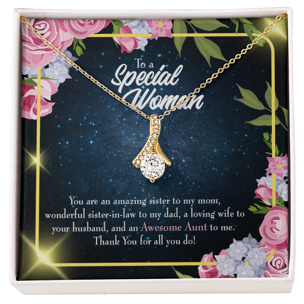 To My Granddaughter To My Aunt Awesome Auntie Alluring Ribbon Necklace Message Card-Express Your Love Gifts