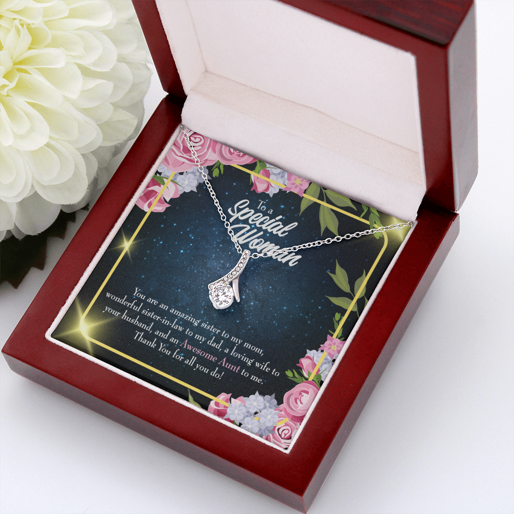 To My Granddaughter To My Aunt Awesome Auntie Alluring Ribbon Necklace Message Card-Express Your Love Gifts