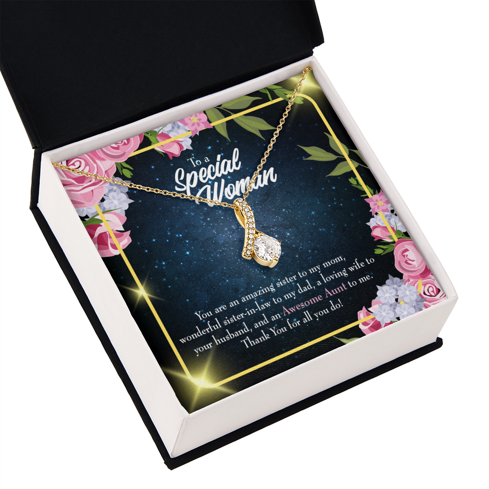 To My Granddaughter To My Aunt Awesome Auntie Alluring Ribbon Necklace Message Card-Express Your Love Gifts