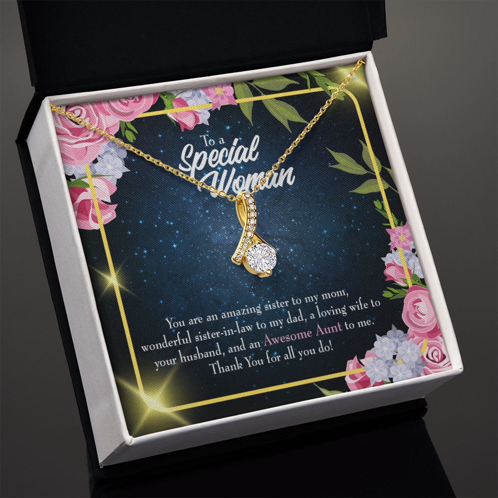 To My Granddaughter To My Aunt Awesome Auntie Alluring Ribbon Necklace Message Card-Express Your Love Gifts