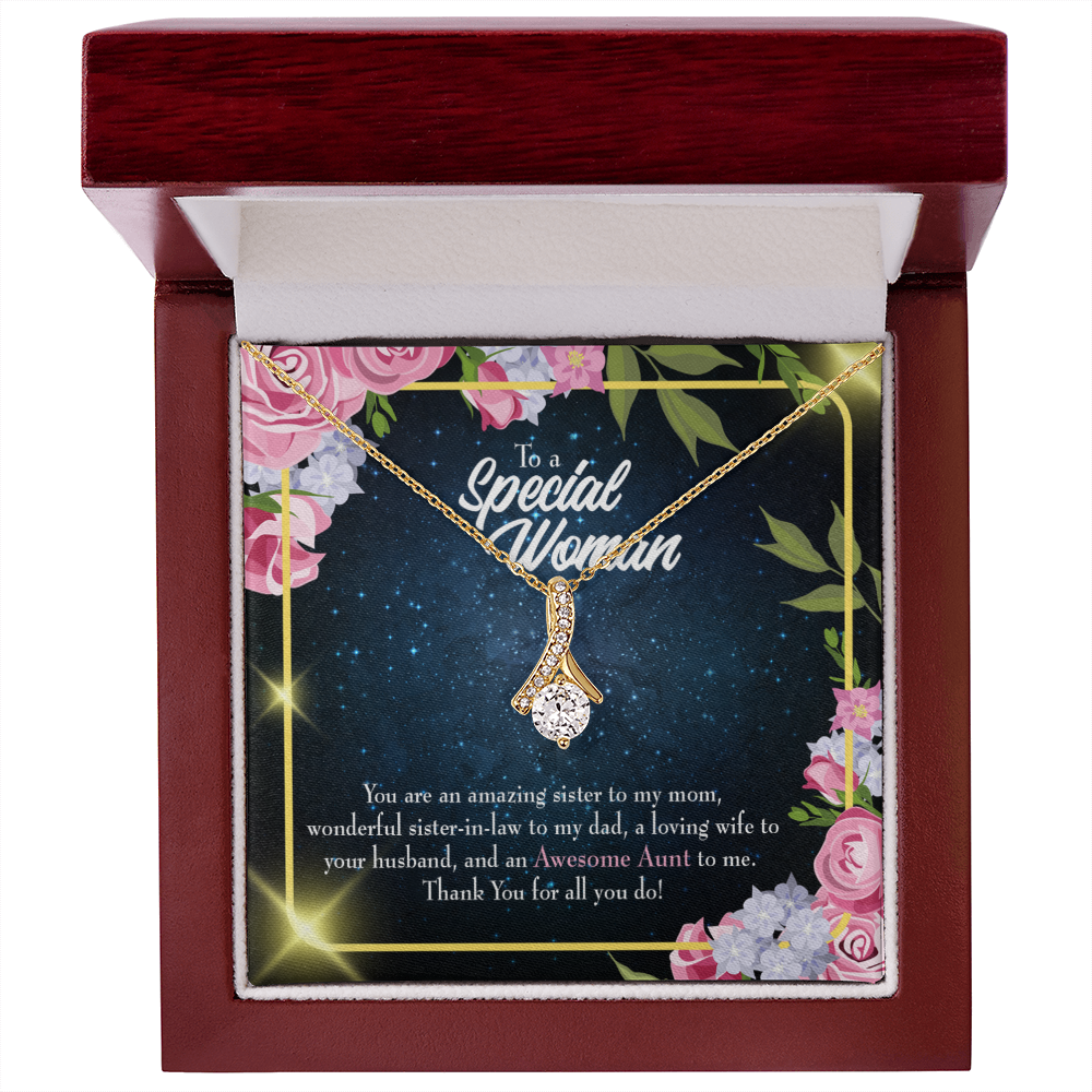 To My Granddaughter To My Aunt Awesome Auntie Alluring Ribbon Necklace Message Card-Express Your Love Gifts