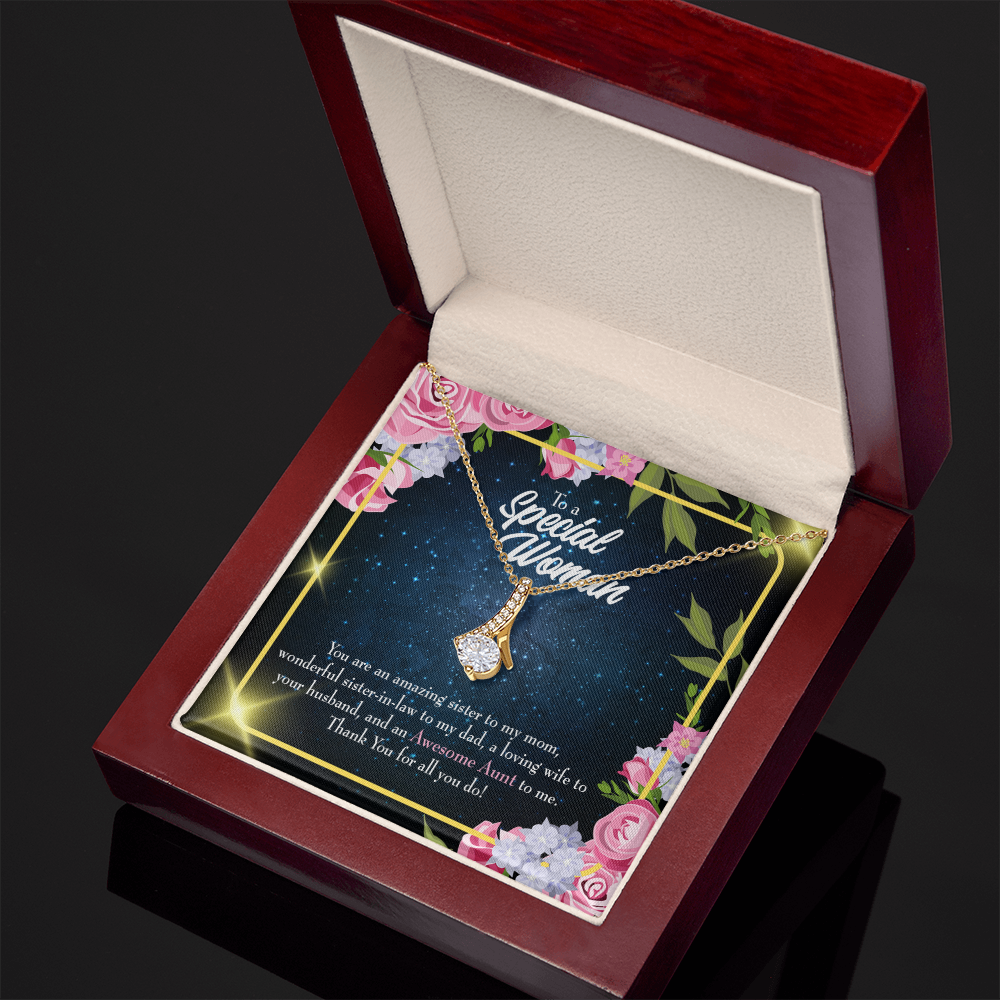 To My Granddaughter To My Aunt Awesome Auntie Alluring Ribbon Necklace Message Card-Express Your Love Gifts
