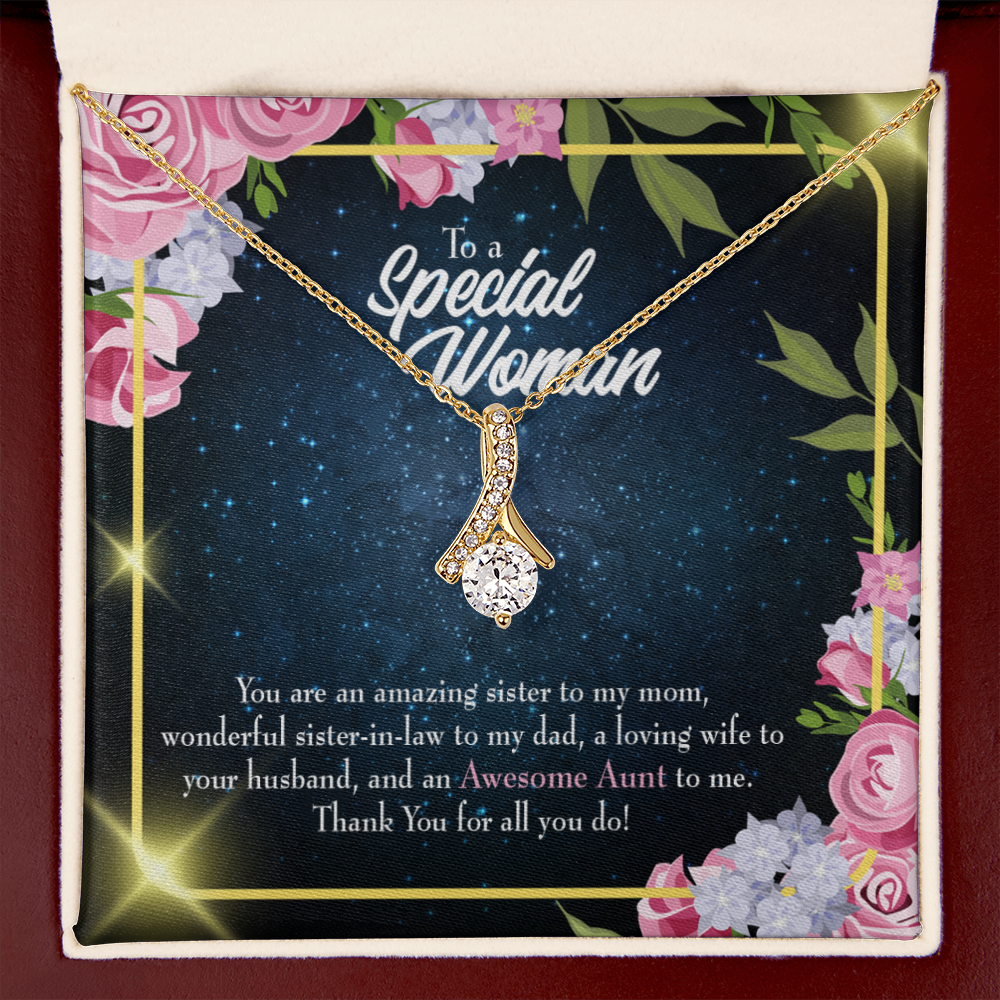 To My Granddaughter To My Aunt Awesome Auntie Alluring Ribbon Necklace Message Card-Express Your Love Gifts