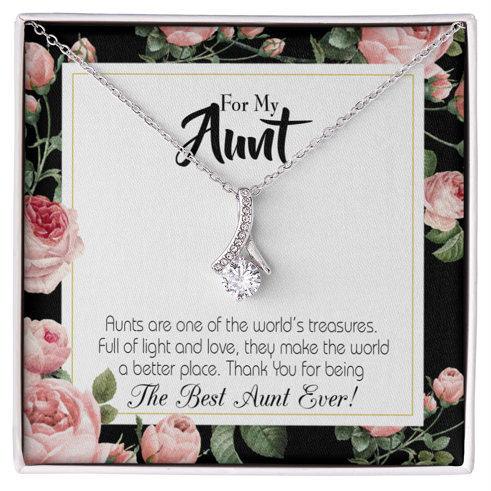 To My Granddaughter To My Aunt Best Aunt Ever Alluring Ribbon Necklace Message Card-Express Your Love Gifts