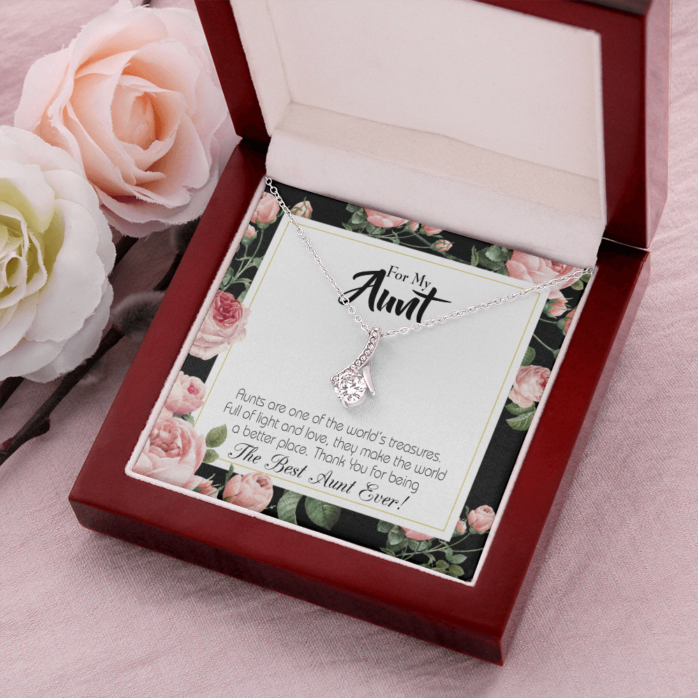 To My Granddaughter To My Aunt Best Aunt Ever Alluring Ribbon Necklace Message Card-Express Your Love Gifts