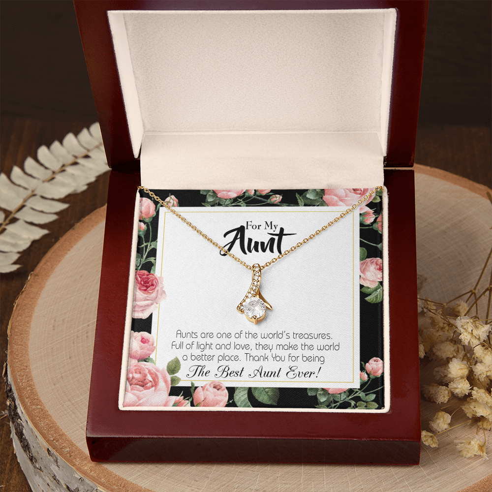 To My Granddaughter To My Aunt Best Aunt Ever Alluring Ribbon Necklace Message Card-Express Your Love Gifts