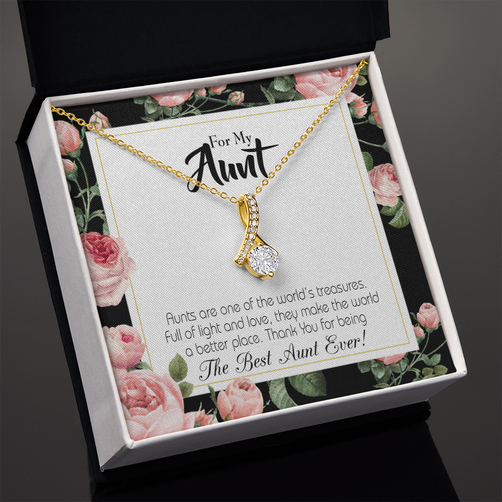 To My Granddaughter To My Aunt Best Aunt Ever Alluring Ribbon Necklace Message Card-Express Your Love Gifts