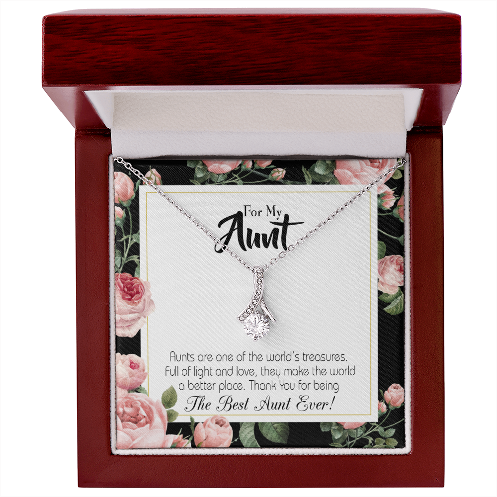 To My Granddaughter To My Aunt Best Aunt Ever Alluring Ribbon Necklace Message Card-Express Your Love Gifts