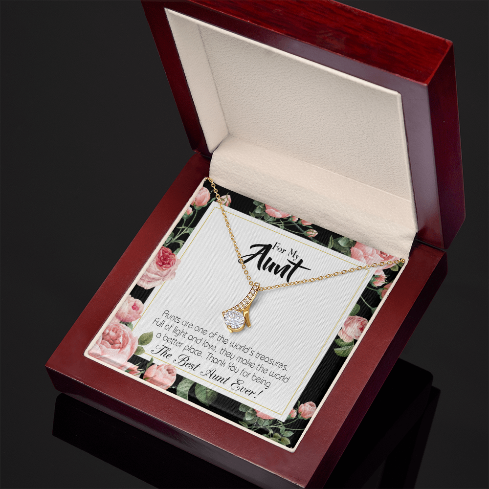 To My Granddaughter To My Aunt Best Aunt Ever Alluring Ribbon Necklace Message Card-Express Your Love Gifts