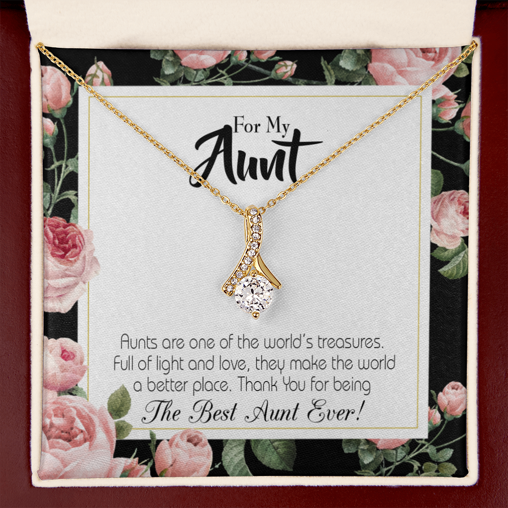To My Granddaughter To My Aunt Best Aunt Ever Alluring Ribbon Necklace Message Card-Express Your Love Gifts
