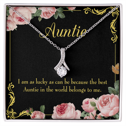 To My Granddaughter To My Aunt Best Auntie Alluring Ribbon Necklace Message Card-Express Your Love Gifts