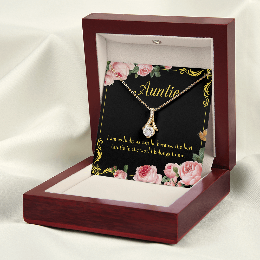 To My Granddaughter To My Aunt Best Auntie Alluring Ribbon Necklace Message Card-Express Your Love Gifts