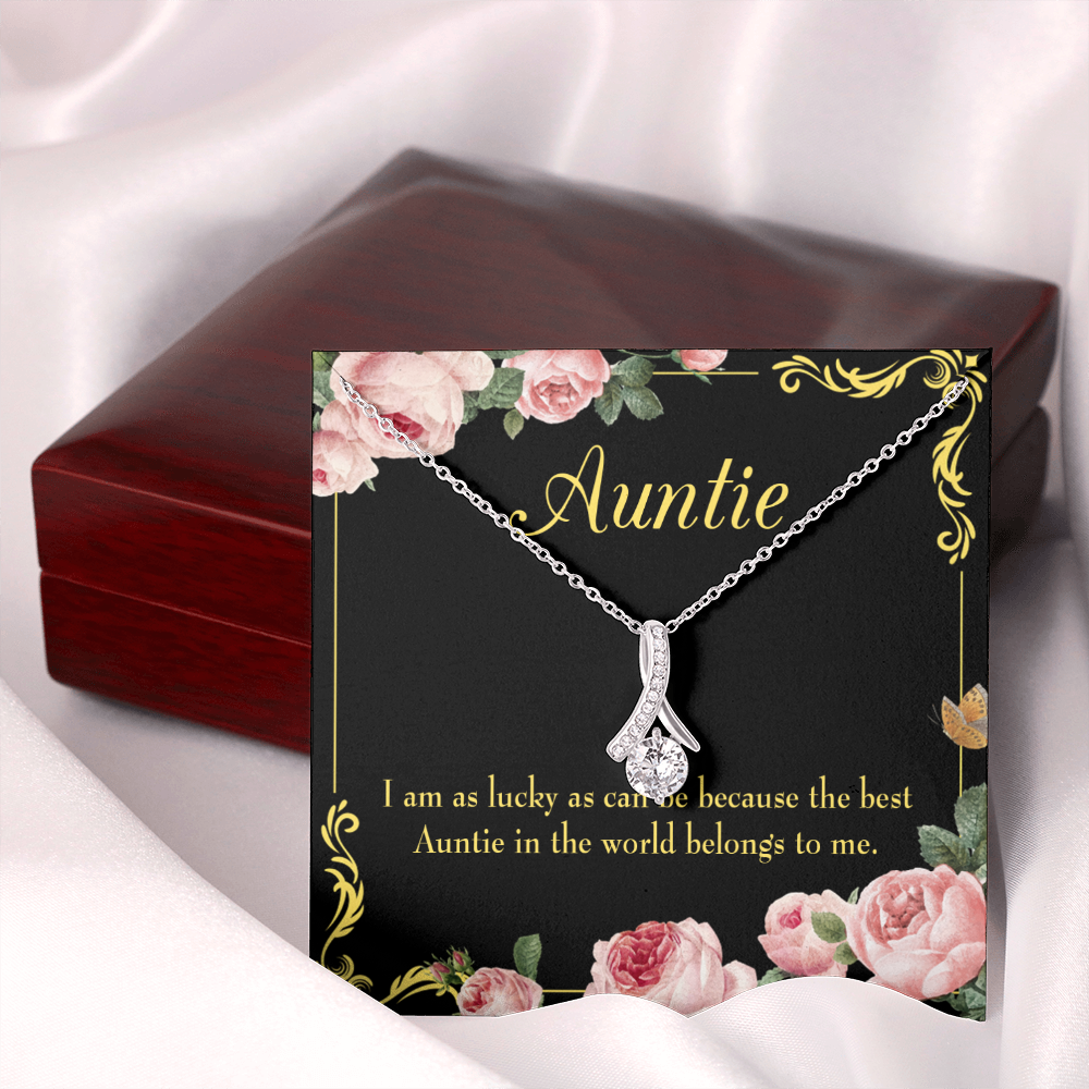 To My Granddaughter To My Aunt Best Auntie Alluring Ribbon Necklace Message Card-Express Your Love Gifts