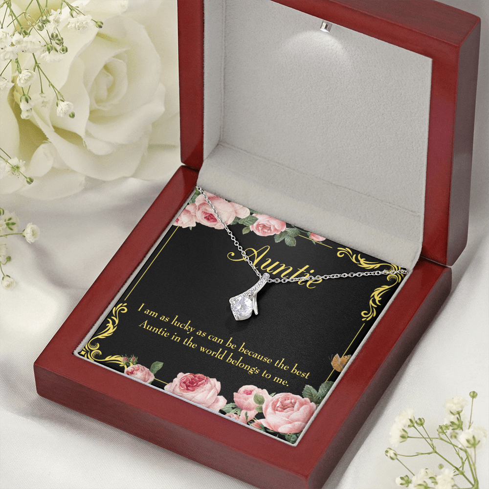 To My Granddaughter To My Aunt Best Auntie Alluring Ribbon Necklace Message Card-Express Your Love Gifts