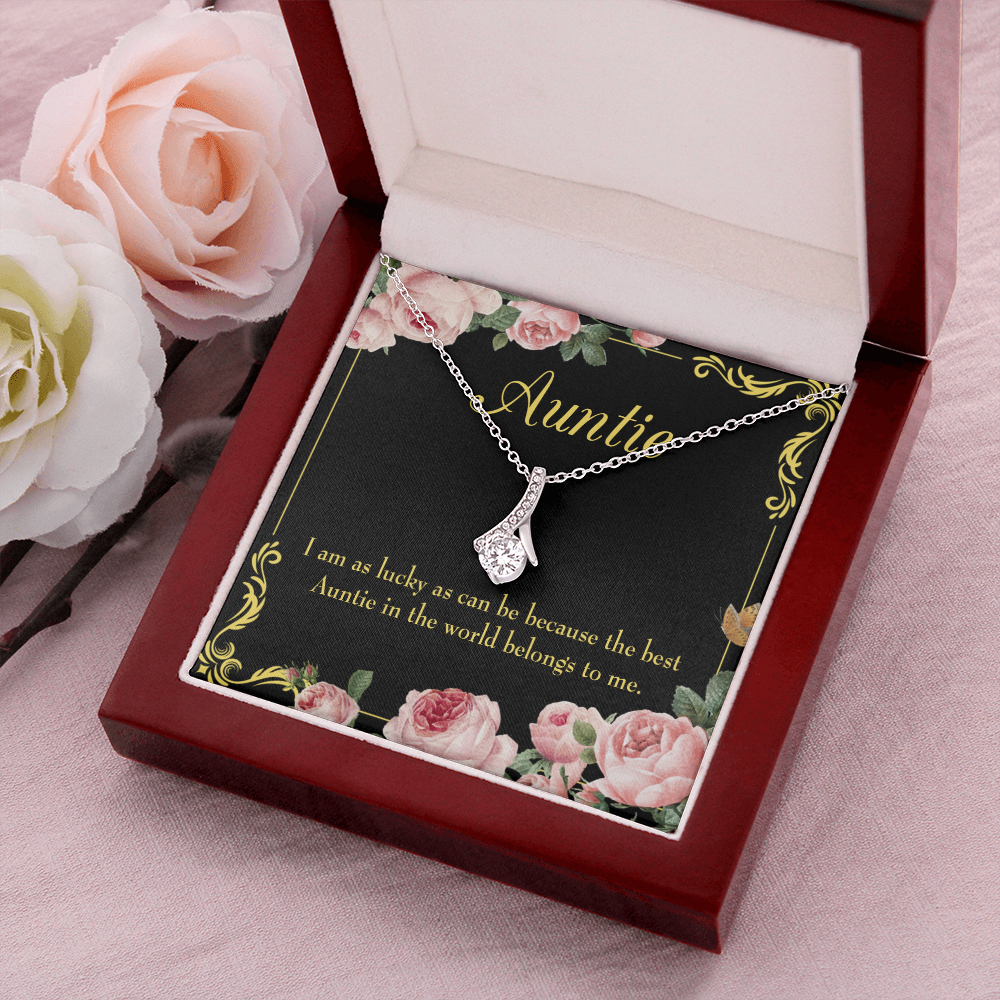 To My Granddaughter To My Aunt Best Auntie Alluring Ribbon Necklace Message Card-Express Your Love Gifts