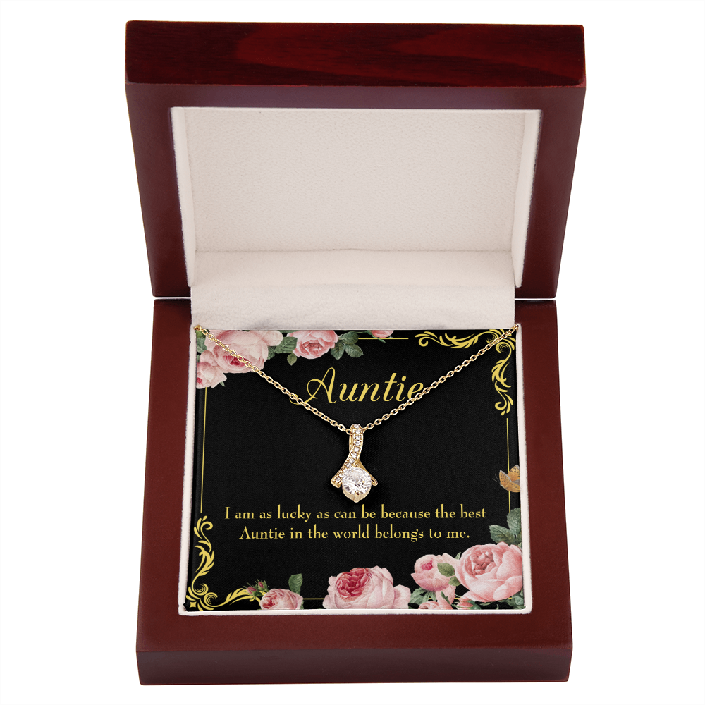 To My Granddaughter To My Aunt Best Auntie Alluring Ribbon Necklace Message Card-Express Your Love Gifts