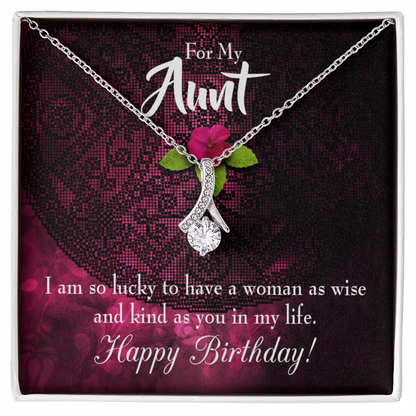 To My Granddaughter To My Aunt Happy Birthday Aunt Alluring Ribbon Necklace Message Card-Express Your Love Gifts