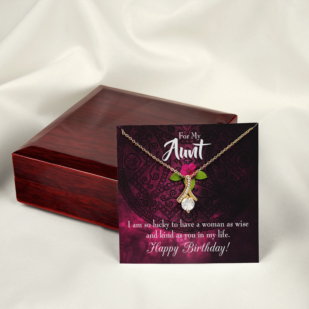 To My Granddaughter To My Aunt Happy Birthday Aunt Alluring Ribbon Necklace Message Card-Express Your Love Gifts