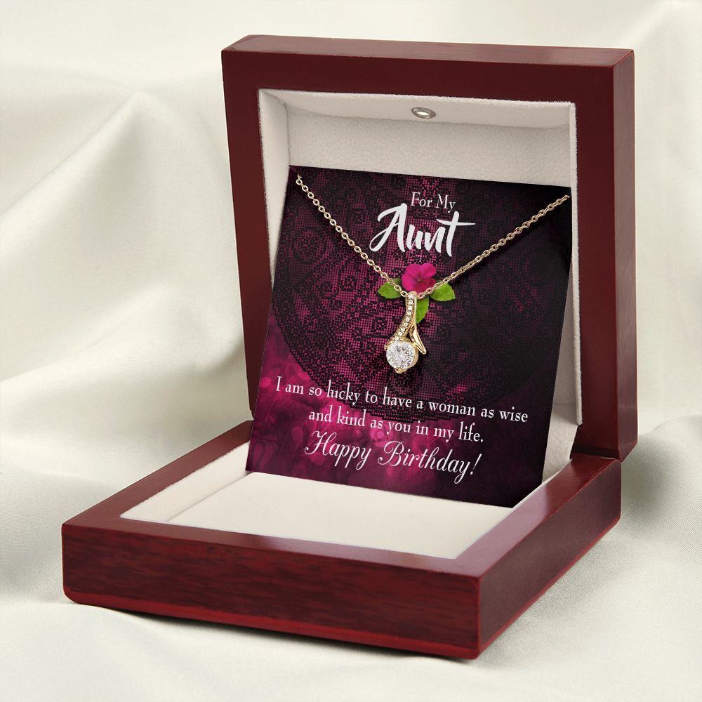 To My Granddaughter To My Aunt Happy Birthday Aunt Alluring Ribbon Necklace Message Card-Express Your Love Gifts