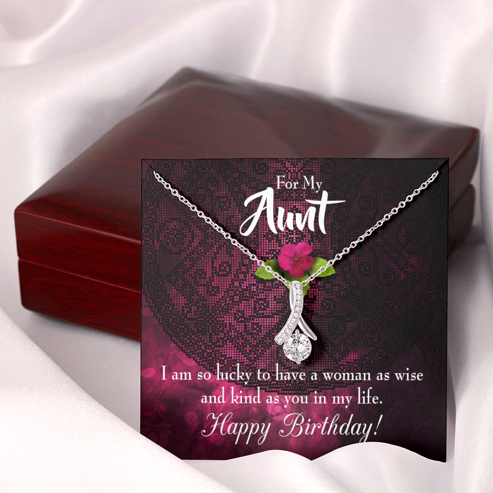 To My Granddaughter To My Aunt Happy Birthday Aunt Alluring Ribbon Necklace Message Card-Express Your Love Gifts