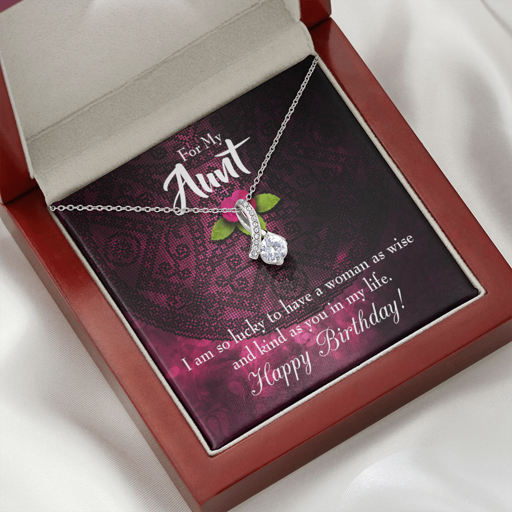 To My Granddaughter To My Aunt Happy Birthday Aunt Alluring Ribbon Necklace Message Card-Express Your Love Gifts