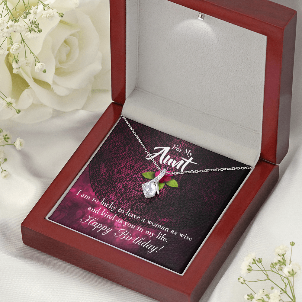 To My Granddaughter To My Aunt Happy Birthday Aunt Alluring Ribbon Necklace Message Card-Express Your Love Gifts