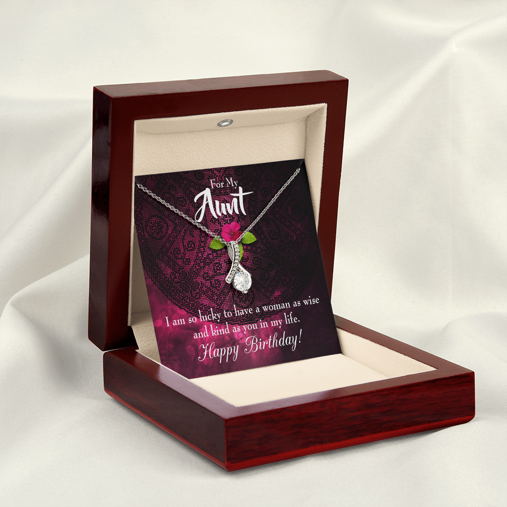 To My Granddaughter To My Aunt Happy Birthday Aunt Alluring Ribbon Necklace Message Card-Express Your Love Gifts