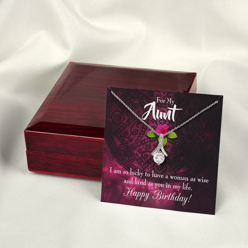 To My Granddaughter To My Aunt Happy Birthday Aunt Alluring Ribbon Necklace Message Card-Express Your Love Gifts