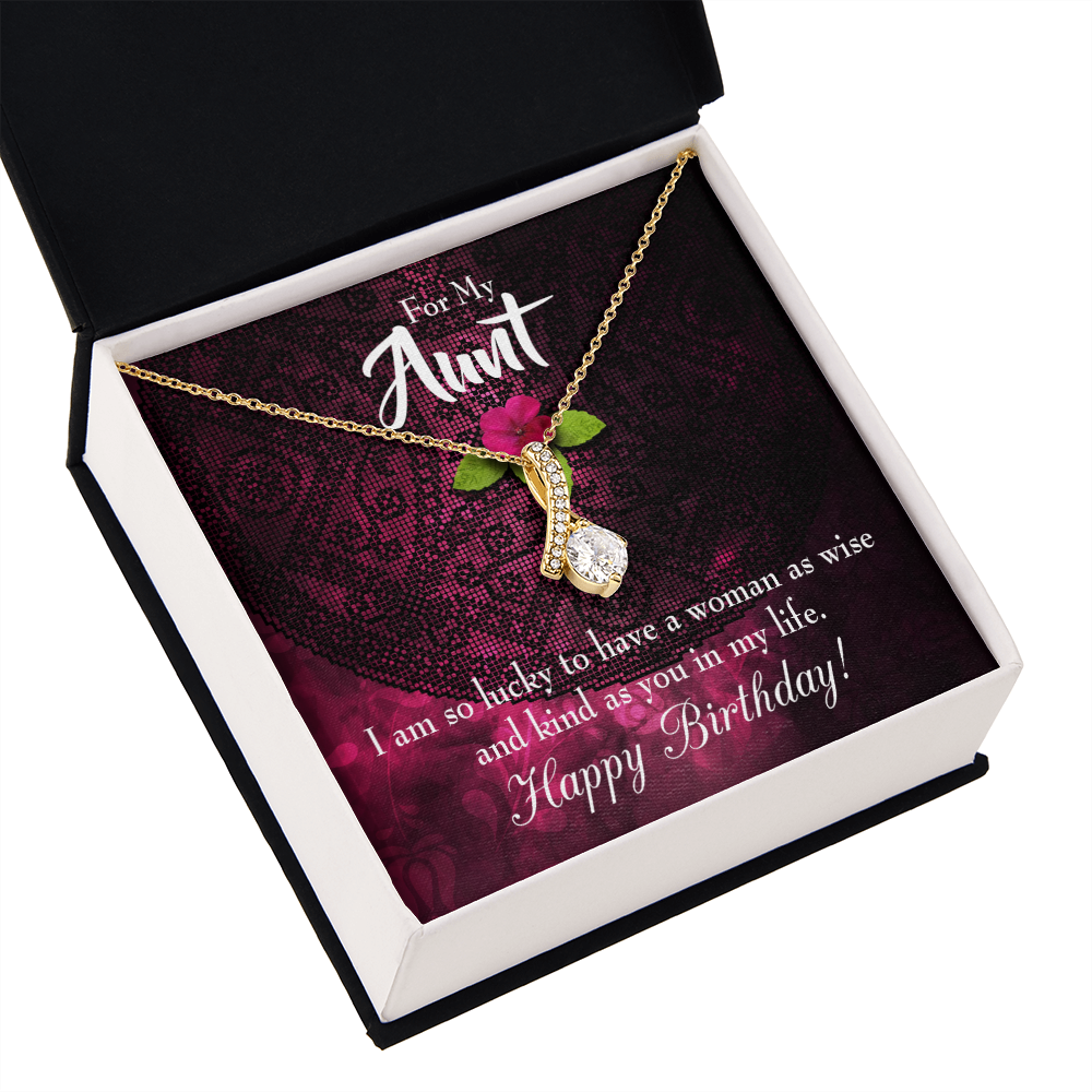 To My Granddaughter To My Aunt Happy Birthday Aunt Alluring Ribbon Necklace Message Card-Express Your Love Gifts