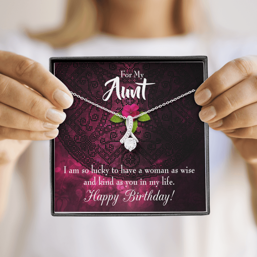 To My Granddaughter To My Aunt Happy Birthday Aunt Alluring Ribbon Necklace Message Card-Express Your Love Gifts